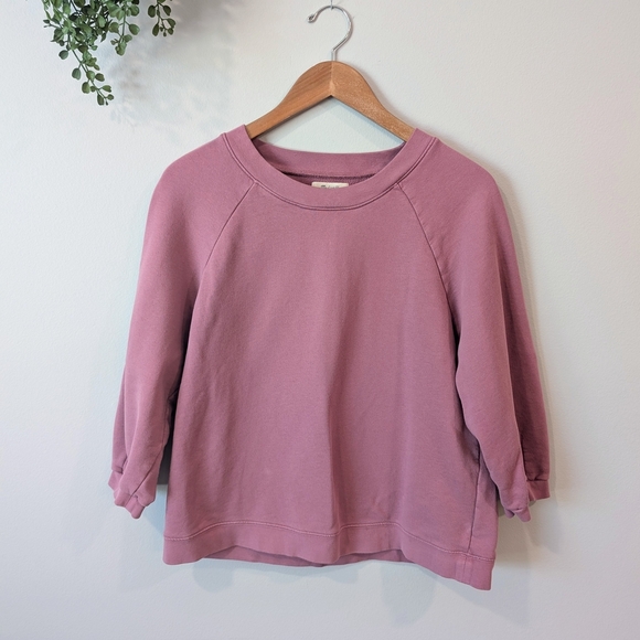 Madewell Cotton Cloud berry Pink Crew Neck Sweater Size Medium. - Picture 3 of 9